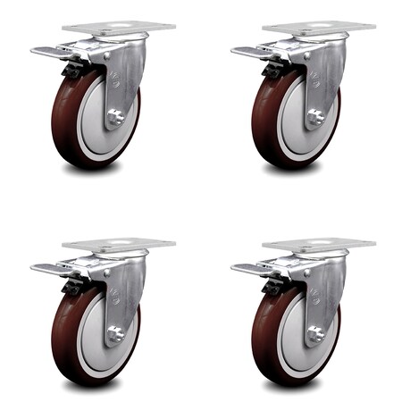 Service Caster Cambro Dish Caddies Utility Truck Swivel Caster with Brake Replace Set - SCC CAM-SCC-TTL20S514-PPUB-MRN-4